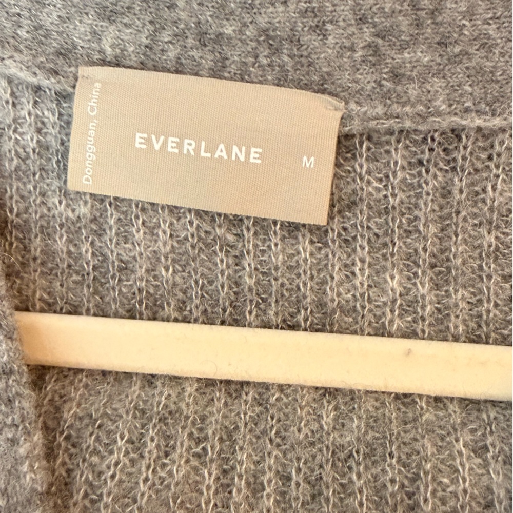 Everlane Alpaca Blend Cardigan Grandpa Coastal Front Gray Medium - Picture 3 of 7